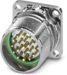 Surface-mounting plug, M23, 19 pole, solder connection, standard/ONECLICK quick locking system, straight, 1339340