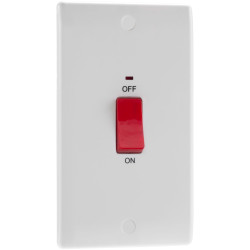 BG 872 White Nexus Moulded 45A Rectangular Cooker Control Unit - Power Indicator