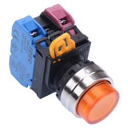 YW4L-A2E11Q4A Amber 24V illuminated 22mm Metal Bezel Maintained Push Button Switch 1NO-1NC IP65 IDEC