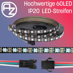 WS2812B 60 LEDs/m 60 Pixels/m LED Strip RGB adressierbarer LED Streifen mit 5050 SMD LEDs IP20 Schwarz nicht Wasserdicht