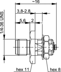 Coaxial adapter, 50 Ω, UMTC plug to SMA socket, straight, 100024813