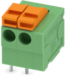 PCB terminal, 2 pole, pitch 3.81 mm, AWG 26-18, 12 A, spring-clamp connection, green, 1869363