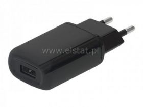 Ładowarka sieciowa z gnia. 1x USB; czarna ( 2,1A)