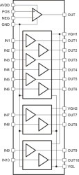 10-Channel Level Shifter for LCD Displays w/ VCOM Op-Amp
