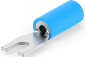 Insulated forked cable lug, 1.25-2.0 mm², AWG 16 to 14, 3 mm, M2, blue, 2-1377173-4