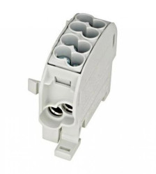 Zacisk rozgałęźny 1-bieg.,25 mm²,szary,mont.tylko TH35 stal