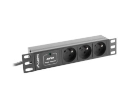 Listwa zasilająca RACK PDU 10 LANBERG 1U 10A 3X 230V PL 2M czarna C14 PDU-03E-0200-IEC-BK