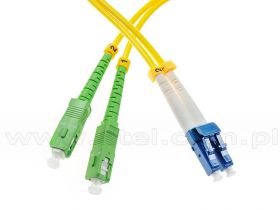 Patchcord światłowodowy jednomodowy SC/APC-LC/UPC, 9/125, dupleks, włókno G652D, długość 3m