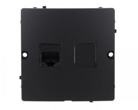 Simon Basic Gniazdo komputerowe RJ45 pojedyncze, kategoria 5e (moduł). Montaż gniazda na wkręty do puszki czarny BMF51.02/49
