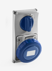 Złącze przemysłowe - zasilające 16A Gniazdo 230 V 2P + E RS PRO Niebieski Montaż na panelu IP67