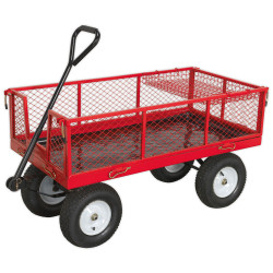 Sealey CST806 Platform Truck with Sides Pneumatic Tyres 450kg Capacity