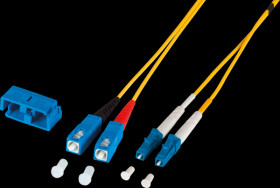 O0360.0,5 Duplex Jumper LC-SC 9/125µ, OS2, LSZH, yellow, 2.0mm, 0,5m