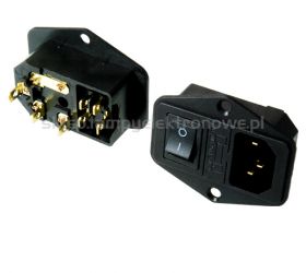 Gniazdo zasilające C14 do chassis z bezpiecznikiem i włącznikiem Aucharm Gold