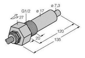 Turck 6870359 Czujnik zanurzeniowy FCS-G1/2A4-NA/L120, 1 szt.