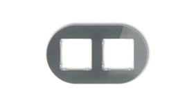 Icon Ramka Uniwersalna Podwójna Okrągła - Efekt Szkła (Ramka: Grafitowa Spód:...