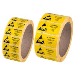 Antistat 055-0003 Yellow ESD Caution Labels 76 x 38mm Roll Of 1000
