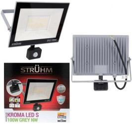Naświetlacz lampa zewnętrzna LED KROMA 100W 4200K szara + czujnik PIR 03608 STRUHM