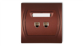 Logo Gniazdo Telefoniczne Podwójne 2Xrj11, 4-Stykowy Brązowy Metalik 9Lgt-2