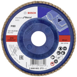 Bosch Accessories 2608601272 X431 Tarcza lamelkowa Średnica 115 mm Średnica otworu 22.33 mm Wielkość ziarna 80 stal 1 sz