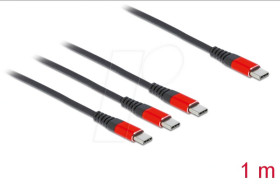 86713 Charging cable, 3in1, C to 3x C, 1 m
