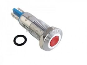 Kontrolka czerwona 8mm 12V 15mA IP68; chromowana