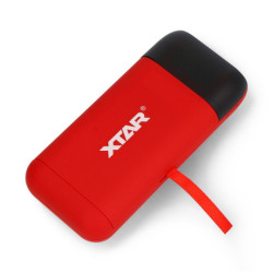 Ładowarka do akumulatorów Li-Ion 18650/18700/20700/21700 z funkcją PowerBanku - XTAR PB2S - czerwona