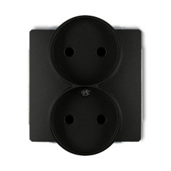 DECO Gniazdo podwójne b/u czarny mat 12DGPR-2p