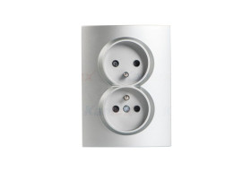 LOGI Gniazdo podwójne francuskie kompletne 02-1261-143 srebrne 25212 KANLUX