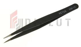 Pinceta ESD-12 VETUS prosta, ostra, metalowa, gumowana, pęseta