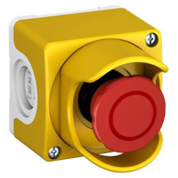 Obudowa z osłoną i z przyciskiem grzybkowym czerwonym bezpieczeństwa 40mm żółta 2R IP66 CEPY1-2002