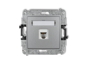 MINI Gniazdo telefoniczne 1xRJ11 4-stykowy beznarzędziowe srebrny metalik 7MGT-1 KARLIK
