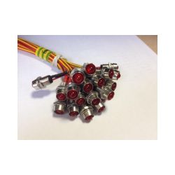 Kontrolka LED 8mm 12V czerwona z przewodem - mw