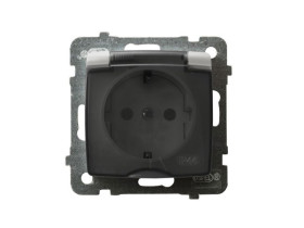 KARO Gniazdo pojedyncze z uziemieniem schuko IP44 zaciski gwintowe srebrny perłowy GPH-1SS/m/43/d OSPEL