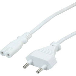 Value 19.99.2090 Mains Cable 1m White Moulded for Notebooks &amp; Appliances