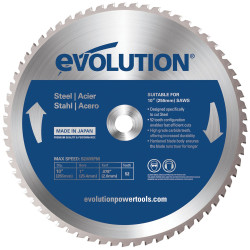 Evolution EVOBLADE255 Mild Steel Cutting Mitre Saw Blade 255 x 25.4mm x 52T