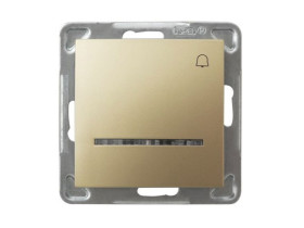 IMPRESJA Wyłącznik zwierny przycisk "dzwonek" z podświetleniem niebieskim złoty metalik ŁP-6YS/m/28 OSPEL