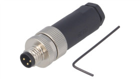 Złącze Okrągłe M8 Męskie Proste Nieekranowane Na Zacisk 3Pin 60V T4011008031-000