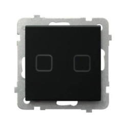 SONATA TOUCH Łącznik dotykowy dwugrupowy świecznikowy z podświetleniem + Wi-Fi czarne szkło szronione ŁPDT-2RS/m/79