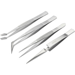 Basetech BT-2108046 Tweezers Set: 4-Piece Stainless Steel Precision