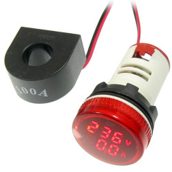500V AC LED Voltmeter + 100A Ammeter, Red