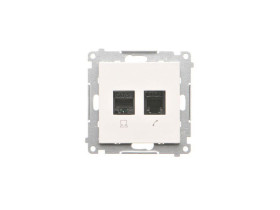 SIMON 55 Gniazdo teleinformatyczne RJ45 kat. 5e + telefoniczne RJ12 biały mat T5F.01/111 KONTAKT SIMON