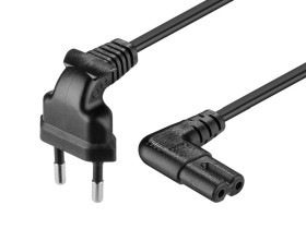 Kabel zasilający typ C7 czarny 5.0m kątowy