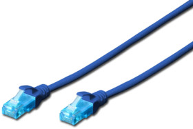 Patch cable, RJ45 plug, straight to RJ45 plug, straight, Cat 5e, U/UTP, PVC, 10 m, blue, DK-1512-100/B