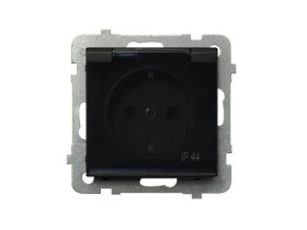 SONATA Gniazdo pojedyncze z uziemieniem schuko IP44 czarny metalik GPH-1RS/m/33/d OSPEL