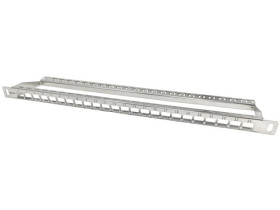 Patch panel 19 modularny 24 portów 0.5U niewyposażony, z podporą PK045
