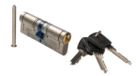 Zamek cylindryczny euro, Mosiądz, Nikiel, Euro z funkcją Anti-snap, Zgodny z normą Solid Secure Diamond, 40/40 mm, 80mm