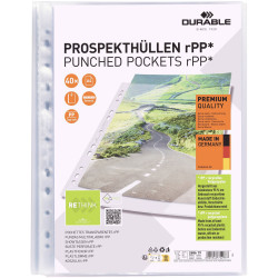 Durable 268619 Punched Pocket A4 Transparent PP 40 pcs