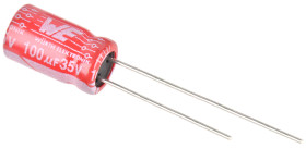 Kondensator 100μF 35V dc Radialny, Otwór przelotowy Wurth Elektronik roztaw: 2.5mm 6.3 (Dia.) x 11mm