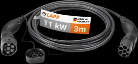 5555934052 Type 2 cable, for electric vehicles, 11 kW, 20 A, 3-phase, 3 m