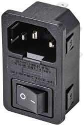 TRU COMPONENTS TC-10088420 Złącze męskie IEC C14 złącze męskie do wbudowania pionowego Łączna ilość styków: 3 10 A czarn